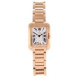 CARTIER - a lady's Tank Anglaise bracelet watch. 18ct rose gold case. Reference 3487, serial