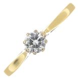 An 18ct gold brilliant-cut diamond single-stone ring.