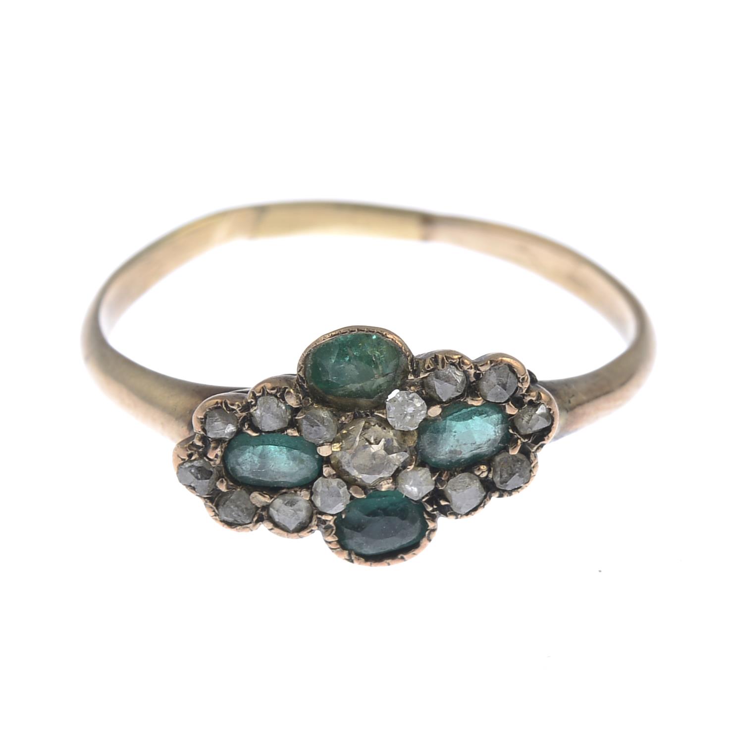 A late 19th century emerald and diamond cluster ring, - Image 2 of 6