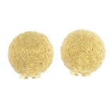 A pair of 18ct gold earrings.Hallmarks for Sheffield.Diameter 1.5cms.