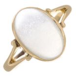 A late Victorian 18ct gold moonstone ring.Moonstone calculated weight 3.34cts,