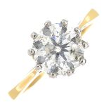 An 18ct gold brilliant-cut diamond single-stone ring.Estimated diamond weight 2cts,