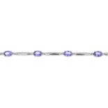 A tanzanite and diamond bracelet.