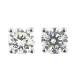 A pair of brilliant-cut diamond earrings.Mount engraved 15J070561803,