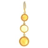 An 18ct gold citrine and diamond pendant.Total citrine weight 5.01cts.Hallmarks for
