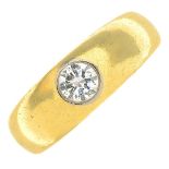 A brilliant-cut diamond single stone ring.Diamond weight 0.25ct,