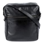 LOUIS VUITTON - a black leather messenger bag.
