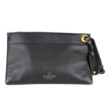 VALENTINO - a black leather clutch.