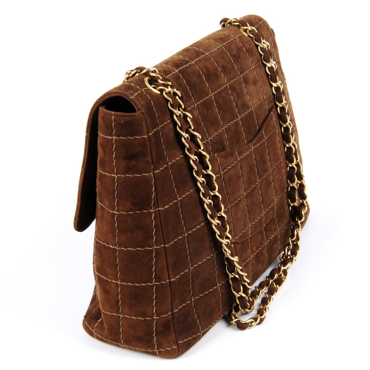 CHANEL - a brown suede handbag. - Image 4 of 5