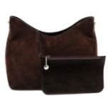 GUCCI - a brown suede handbag.