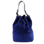 CÉLINE - a blue suede bucket handbag.