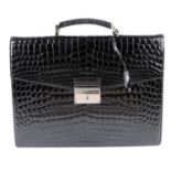 PRADA - a black crocodile Cartella Professor briefcase.