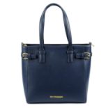 TRUSSARDI - a blue Saffiano leather tote.