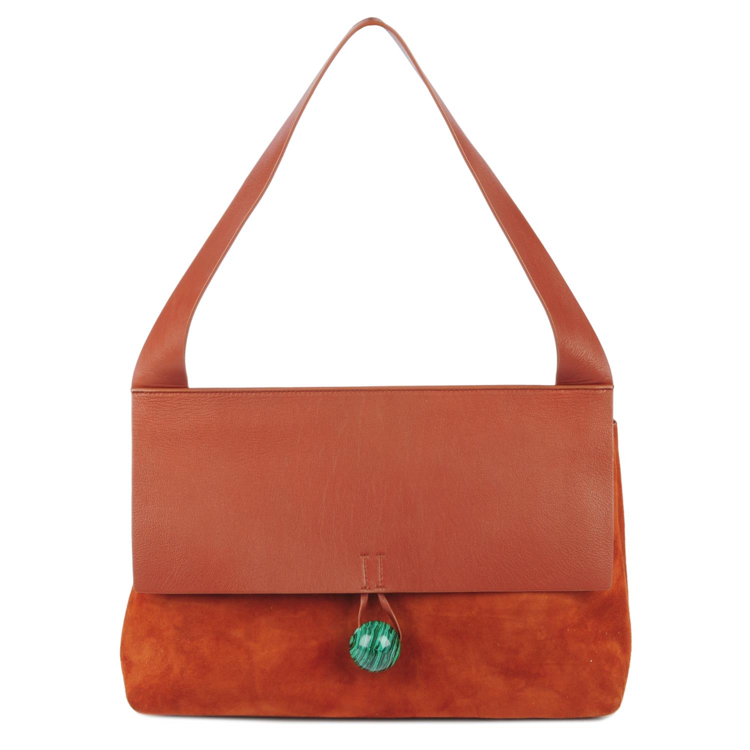 CORTO MOLTEDO - a tan suede and leather handbag.