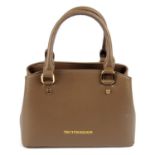 TRUSSARDI - a brown Saffiano leather handbag.