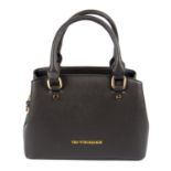 TRUSSARDI - a dark brown leather handbag.