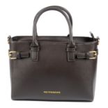 TRUSSARDI - a dark brown Saffiano leather handbag.