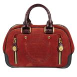LOUIS VUITTON - a limited edition suede Rust Havane Stamped Trunk GM bowling handbag.
