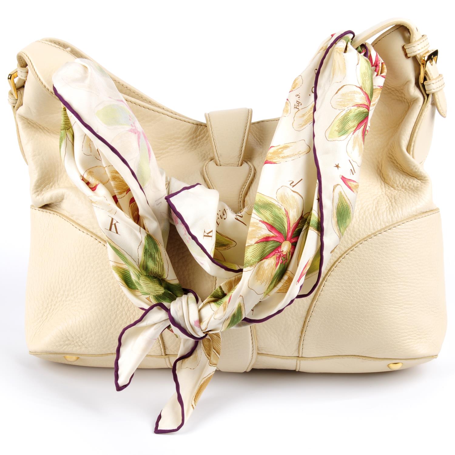 ASPREY - a cream handbag with scarf handle. - Image 2 of 4