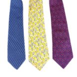 HERMÈS - three silk ties.