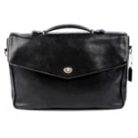 COACH - a black leather briefcase.