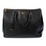 PRADA - a large black Saffiano Galleria handbag.