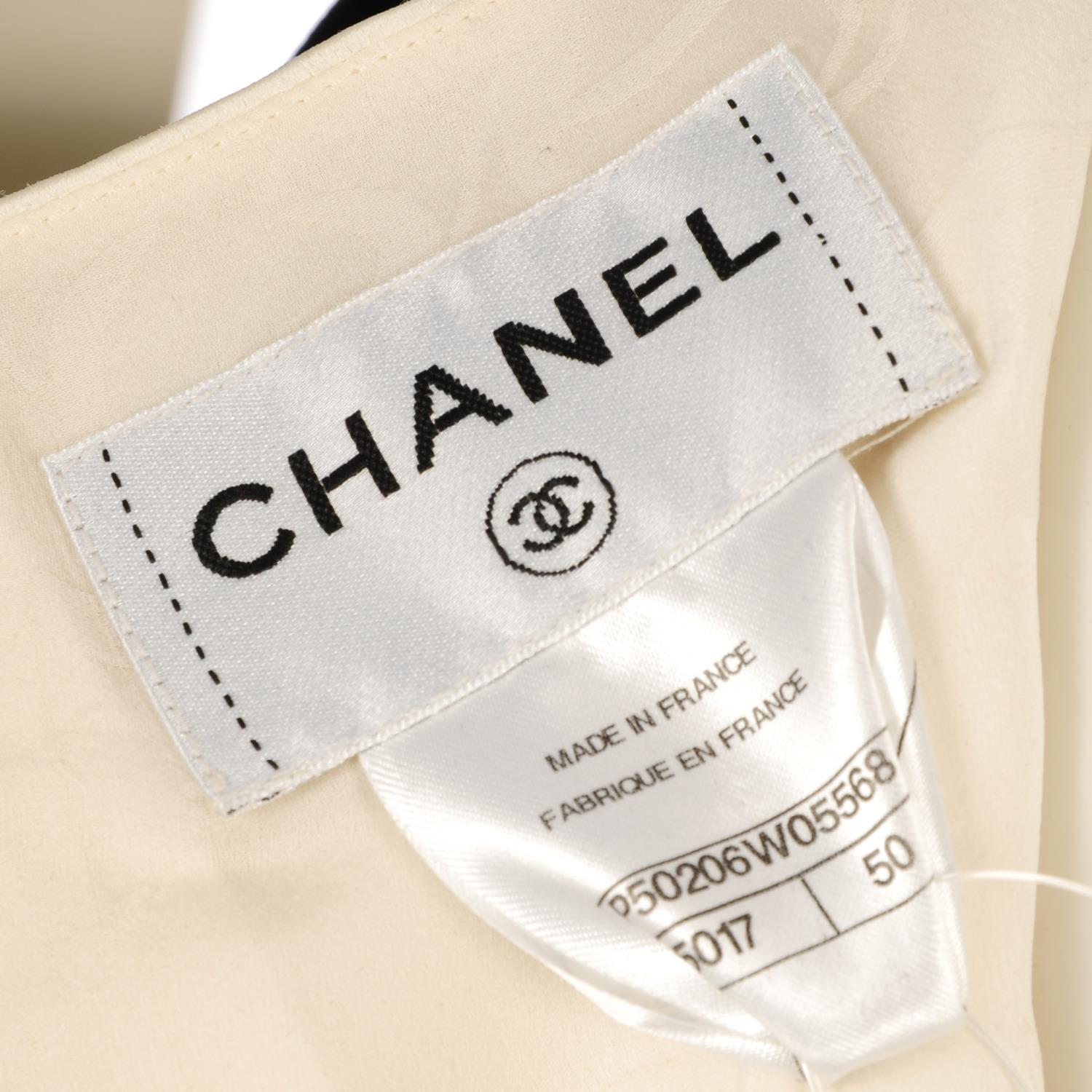 CHANEL - a cream satin and black velvet Camellia dress. - Image 4 of 4