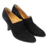 HERMÈS - a pair black suede heeled shoes.