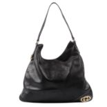 GUCCI - a black leather hobo handbag.
