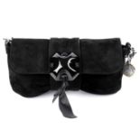 LANVIN - a black suede evening clutch.