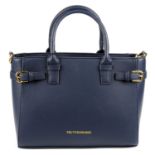 TRUSSARDI - a blue leather handbag.