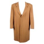 SERGIO ROSSI - a men's knee-length wool blend camel coat.