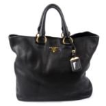 PRADA - a black Vitello Daino handbag.