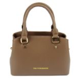TRUSSARDI - a brown Saffiano leather handbag.