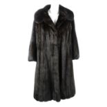 A dark ranch mink full-length coat.