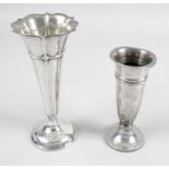 A George V silver trumpet vase,