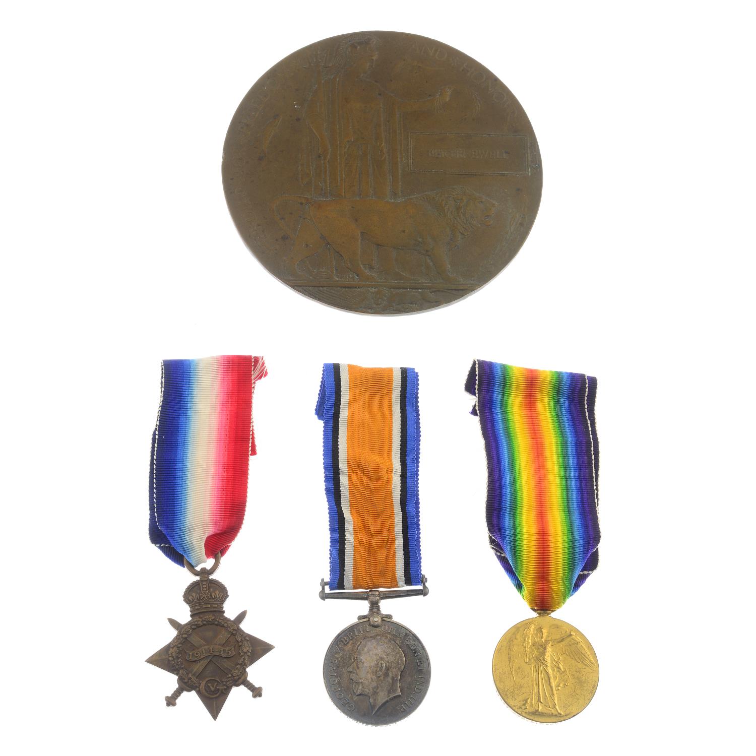 Great War Casualty Trio with Memorial Plaque, 1914-15 Star, named to '14997 Pte B.