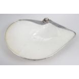 A silver mounted mother of pearl dish,