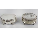 Two George V silver mounted small jewellery boxes,