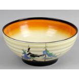A Clarice Cliff Wilkinson Ltd Bizarre pottery bowl decorated in the Pine Trees pattern,