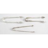 Three pairs of sugar tongs,