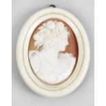 A 19th century shell carved cameo pendant,