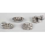 Four modern Italian silver filled novelty miniature toys,