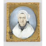 A 19th century oval painted portrait miniature on ivory,