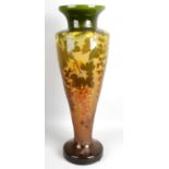 A large reproduction Galle Art Nouveau style overlaid and cut glass vase,