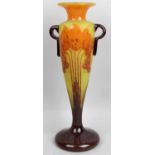 An Art Nouveau Le Verre Francais cameo glass vase,