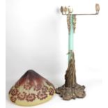 A reproduction Galle Art Nouveau style overlaid and cut glass bronze mounted lamp,