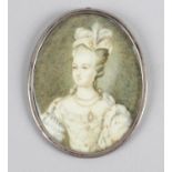 A 19th century oval painted portrait miniature on ivory,