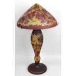 A reproduction Galle style Art Nouveau overlaid and cut glass lamp,