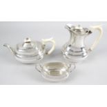 A 1930's silver three piece tea service,